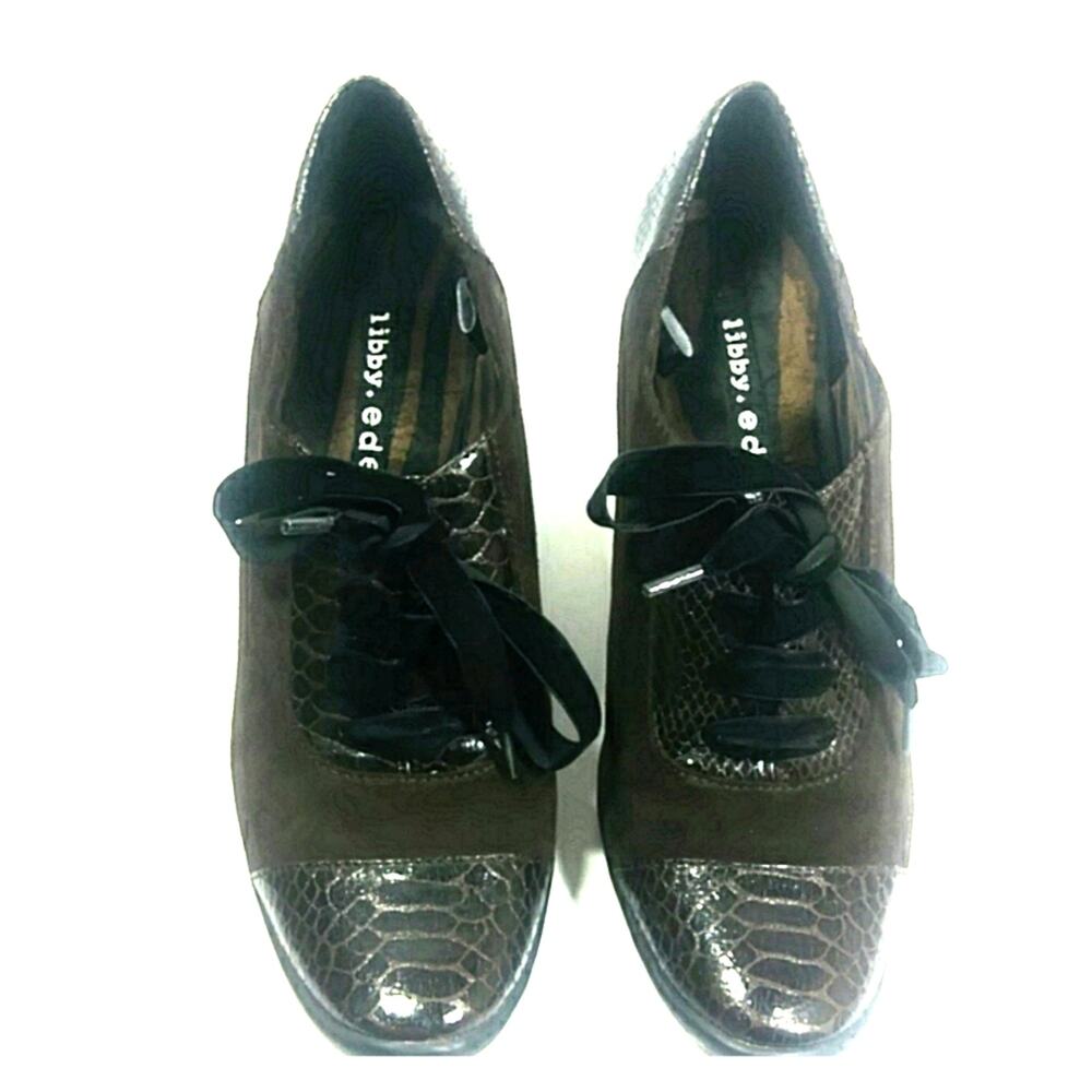 Libby Edelman Perrin Brown Suede & Leather Oxford Heel Witchy Fairy Size 9